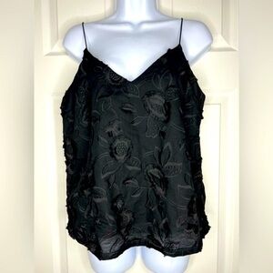 NWT Ophelia Roe Women’s Small Black Embroidered Floral Cami Tank Top S